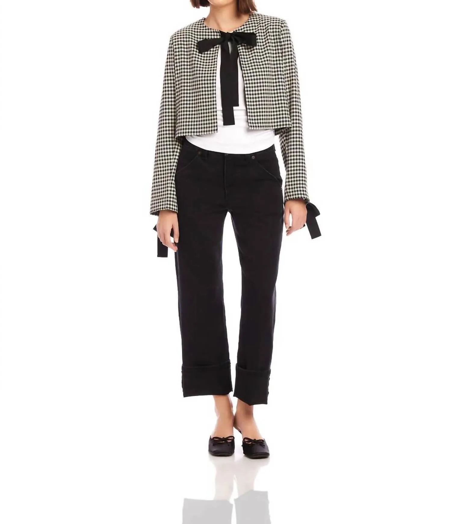 Poppy Bow Micro Jacket In Black