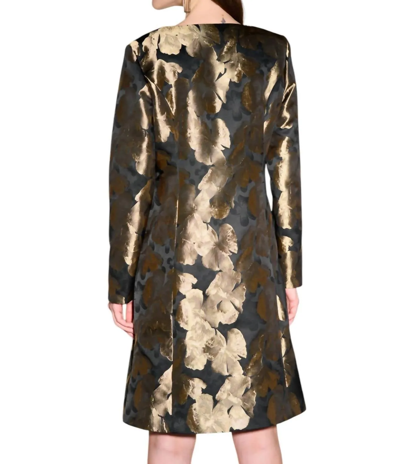 Printed Woven Jaquard Coat In Black/bronze