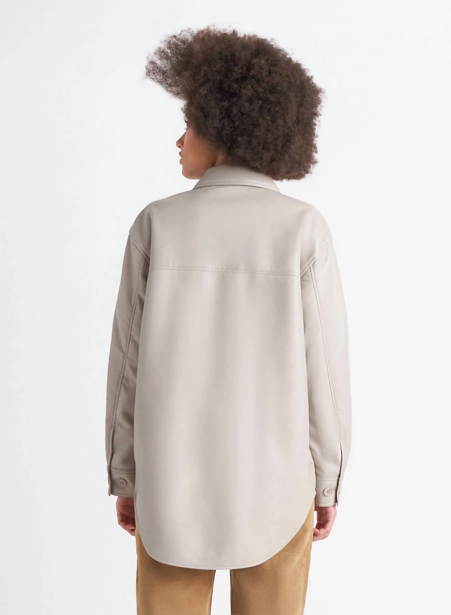 Pu Shacket In Light Taupe