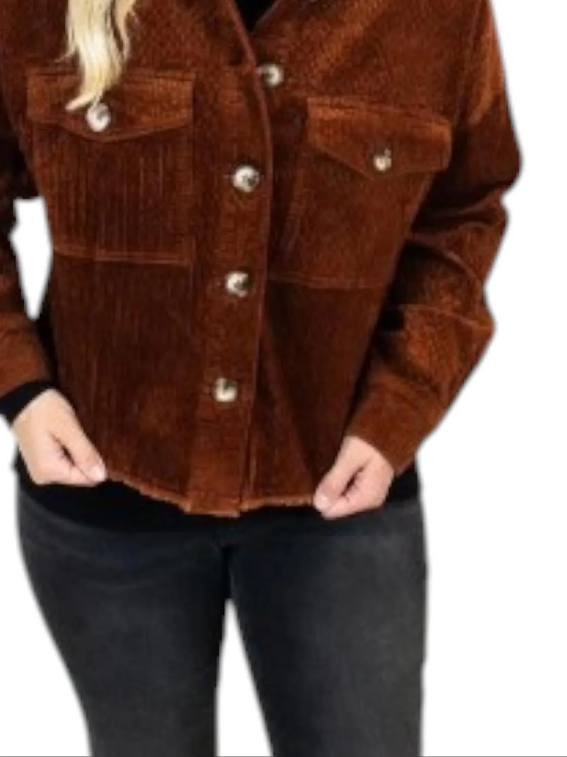 Pumpkin Spice Cord Shacket In Brown
