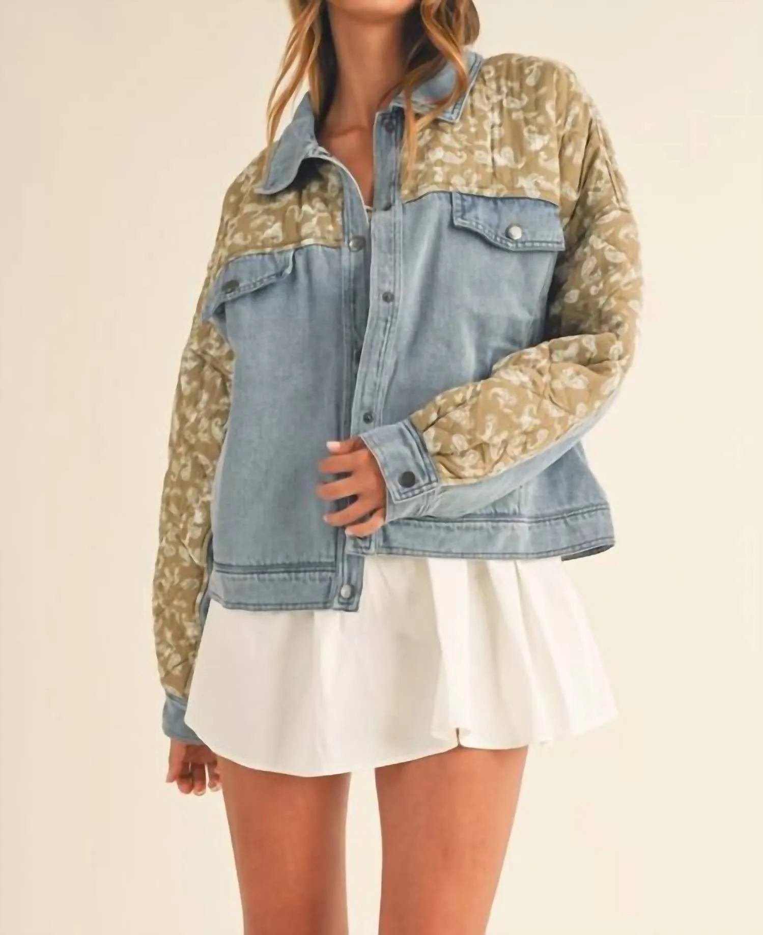 Quilted Denim Jacket In Blue