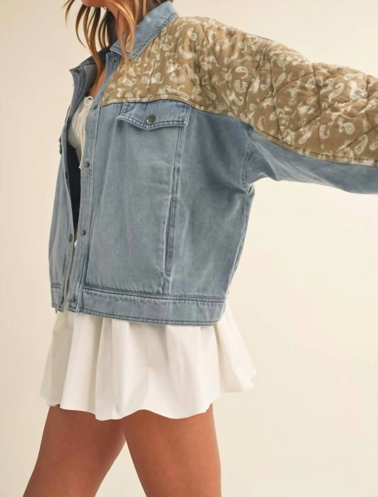 Quilted Denim Jacket In Blue