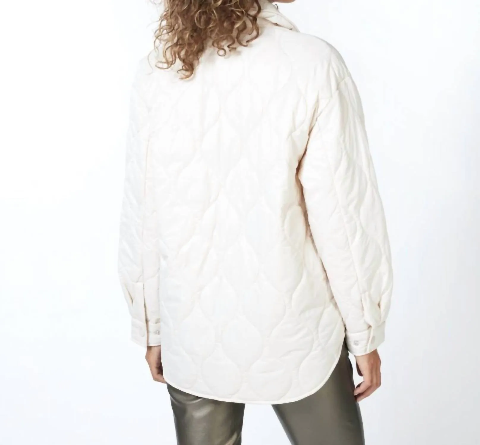 Quilted Shirt Jacket In Off White