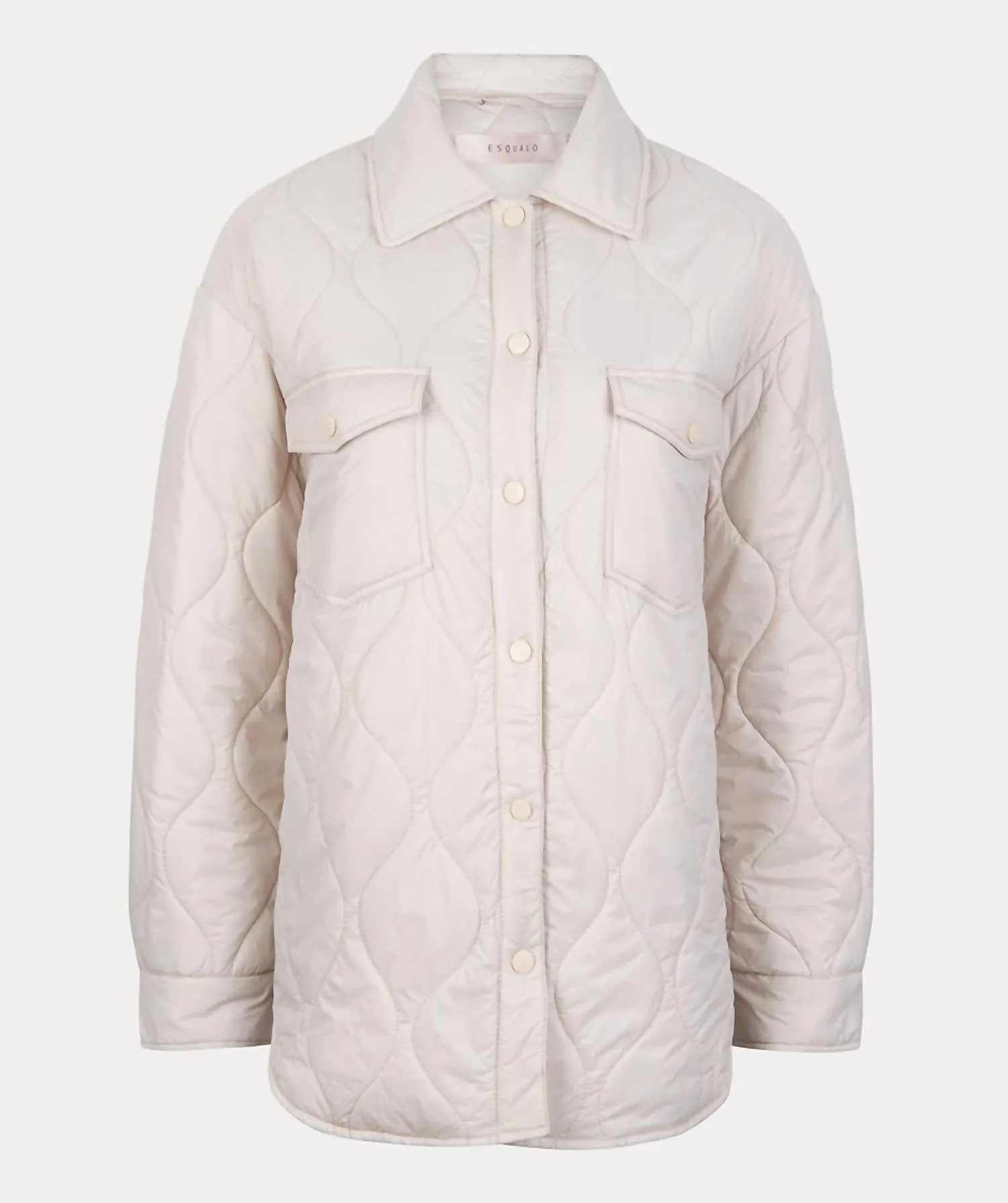 Quilted Shirt Jacket In Off White