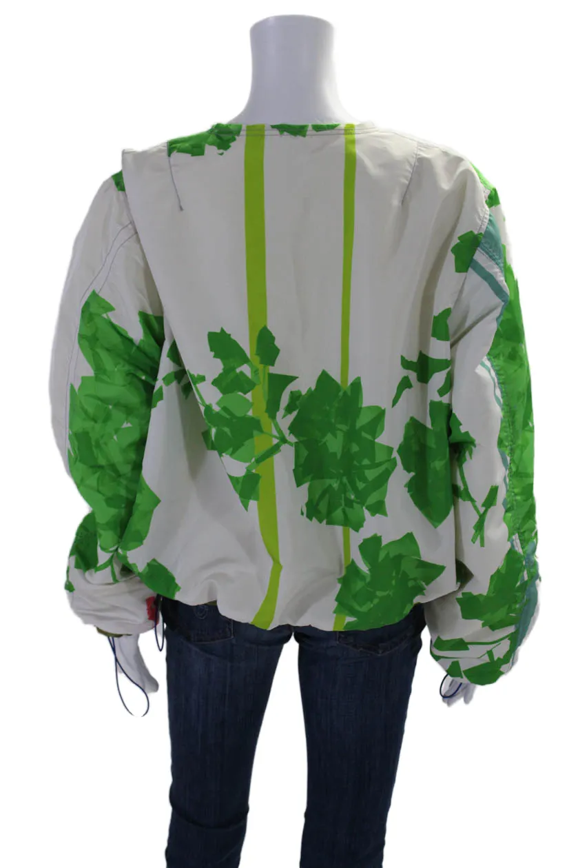 Rohka Womens Front Zip Abstract Cropped Summer Bomber Jacket White One