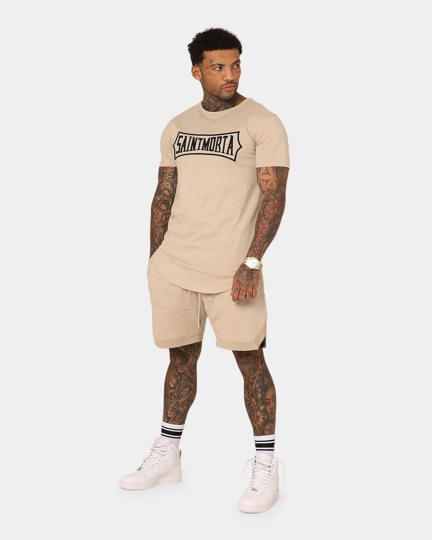 Saint Morta Annex Inset Basketball Shorts Stone