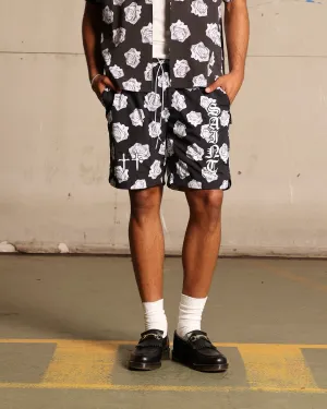 Saint Morta Vintage Rose Beach Shorts Black