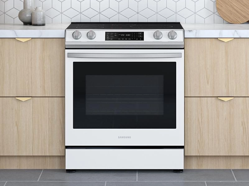 Samsung NE63BB851112 Bespoke 6.3 Cu. Ft. Smart Front Control Slide-In Electric Range With Air Fry & Wi-Fi In White Glass