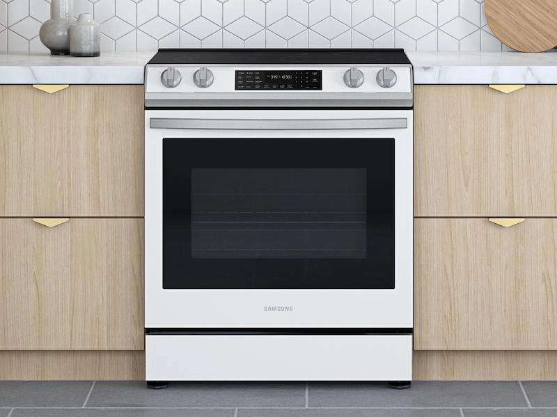 Samsung NE63BB861112 Bespoke 6.3 Cu. Ft. Smart Rapid Heat Induction Slide-In Range With Air Fry & Convection  In White Glass