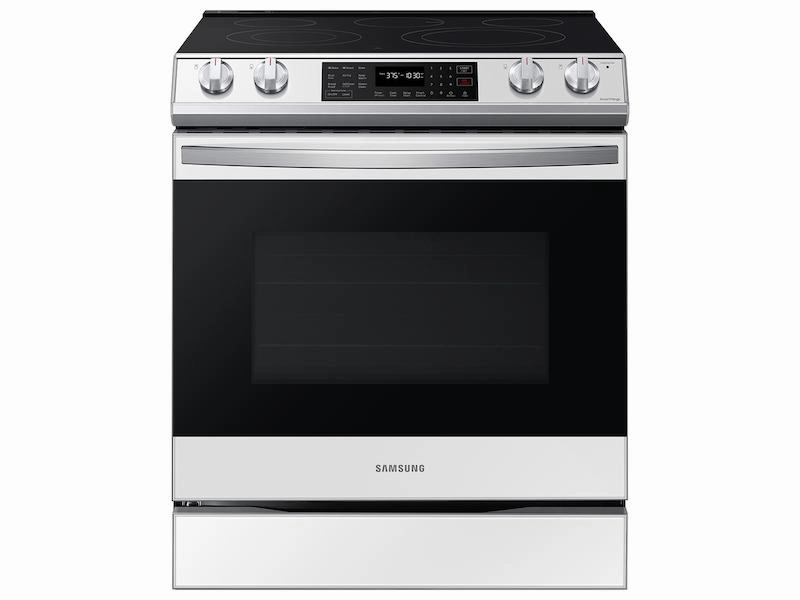 Samsung NE63CB831512 Bespoke 6.3 Cu. Ft. Smart Slide-In Electric Range With Air Fry & Convection In White Glass Freestanding Ranges freestanding dual fuel range 30 inch
