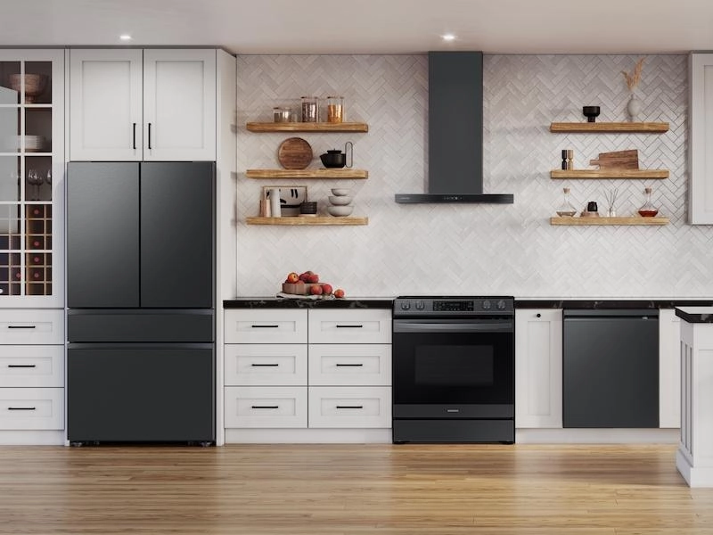 Samsung NK36CB700W33 36" Bespoke Smart Wall Mount Hood With Lcd Display In Clean Deep Charcoal