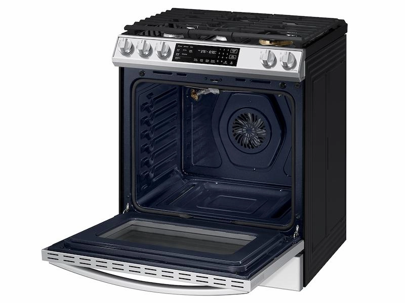 Samsung NX60BB851112 Bespoke 6.0 Cu. Ft. Smart Front Control Slide-In Gas Range With Air Fry & Wi-Fi In White Glass