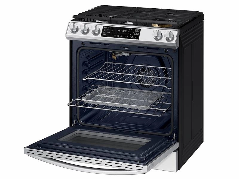 Samsung NX60BB851112 Bespoke 6.0 Cu. Ft. Smart Front Control Slide-In Gas Range With Air Fry & Wi-Fi In White Glass