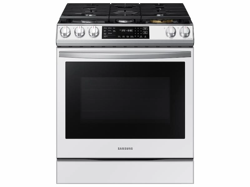 Samsung NX60BB851112 Bespoke 6.0 Cu. Ft. Smart Front Control Slide-In Gas Range With Air Fry & Wi-Fi In White Glass Freestanding Ranges freestanding dual fuel range 30 inch