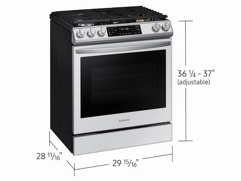 Samsung NX60BB851112 Bespoke 6.0 Cu. Ft. Smart Front Control Slide-In Gas Range With Air Fry & Wi-Fi In White Glass