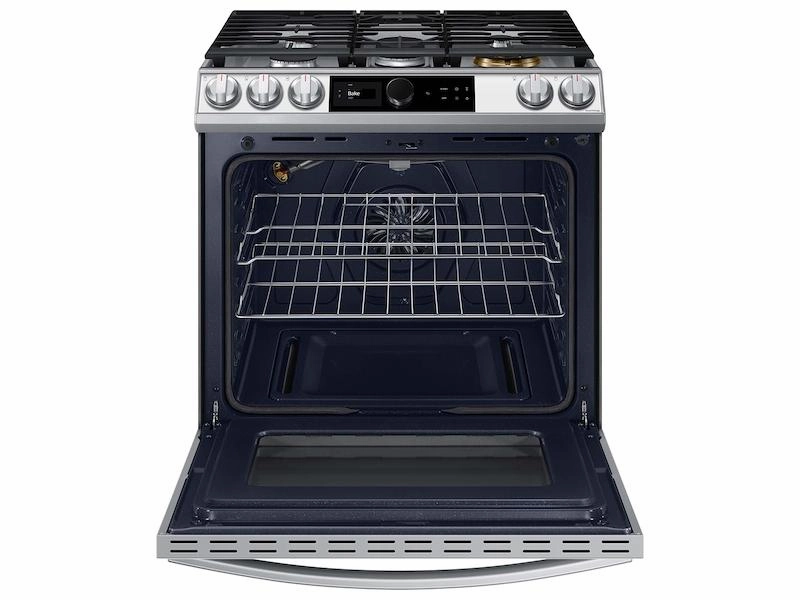 Samsung NX60BB871112 Bespoke Smart Slide-In Gas Range 6.0 Cu. Ft. With Smart Dial, Air Fry & Wi-Fi In White Glass
