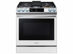 Samsung NX60BB871112 Bespoke Smart Slide-In Gas Range 6.0 Cu. Ft. With Smart Dial, Air Fry & Wi-Fi In White Glass Freestanding Ranges freestanding dual fuel range 30 inch