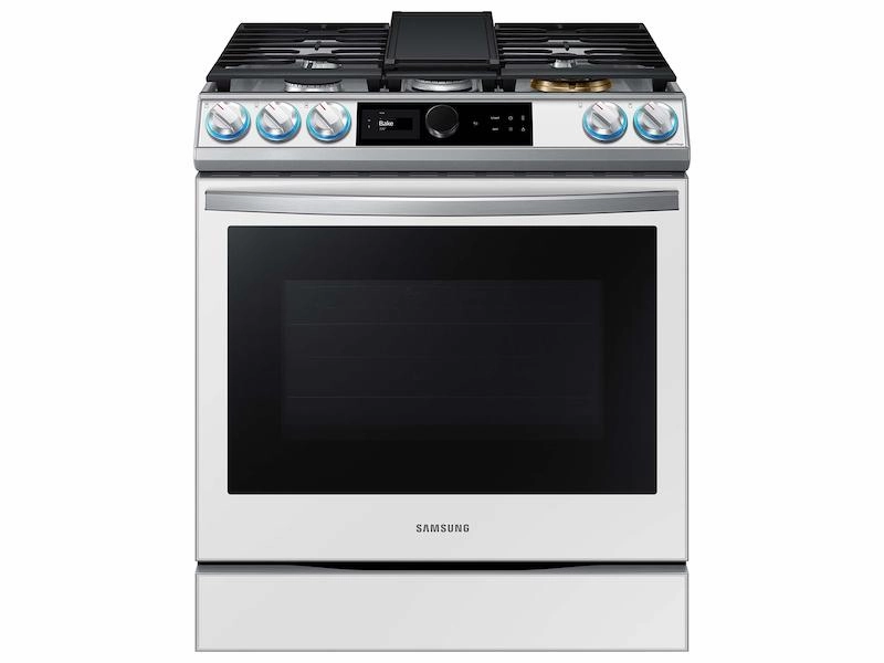 Samsung NX60BB871112 Bespoke Smart Slide-In Gas Range 6.0 Cu. Ft. With Smart Dial, Air Fry & Wi-Fi In White Glass Freestanding Ranges freestanding dual fuel range 30 inch