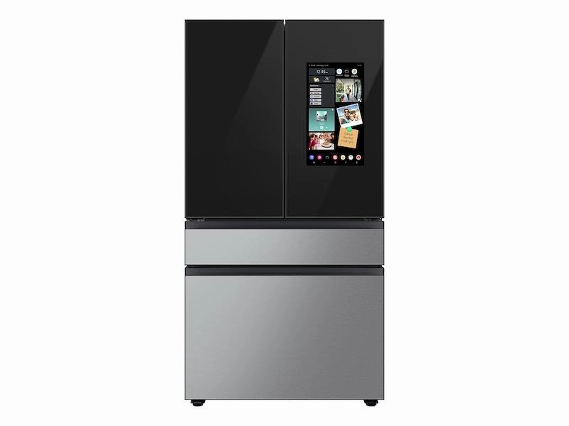 Samsung RF23BB8900QK Bespoke Counter Depth 4-Door French Door Refrigerator (23 Cu. Ft.) - In Charcoal Glass Top And Family Hub&#8482; Panels With Stainless Steel Middle And Bottom Panels Freestanding Refrigerators freestanding fridge freezer combo