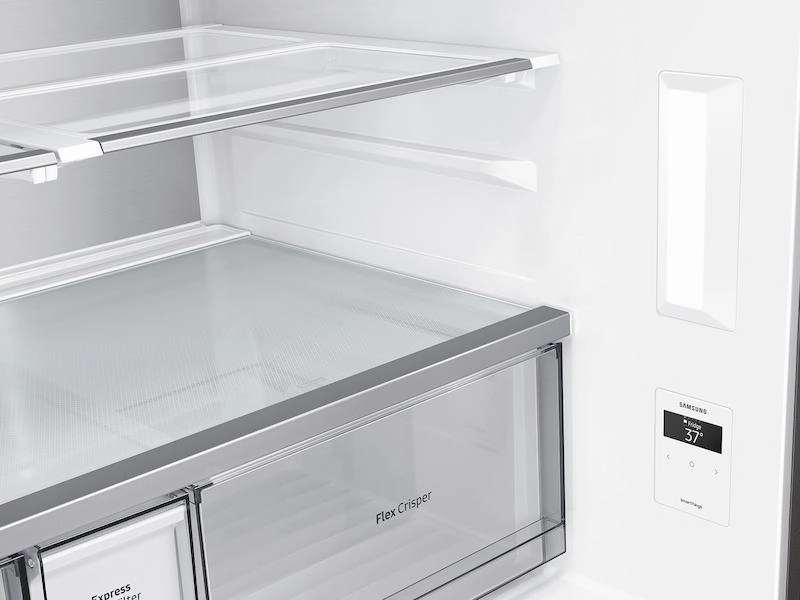 Samsung RF23CB9900QK Bespoke Counter Depth 4-Door Flex&#8482; Refrigerator (23 Cu. Ft.) With Family Hub&#8482;   In Charcoal Glass Top And Stainless Steel Bottom Panels