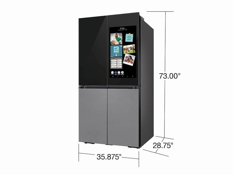 Samsung RF23CB9900QK Bespoke Counter Depth 4-Door Flex&#8482; Refrigerator (23 Cu. Ft.) With Family Hub&#8482;   In Charcoal Glass Top And Stainless Steel Bottom Panels