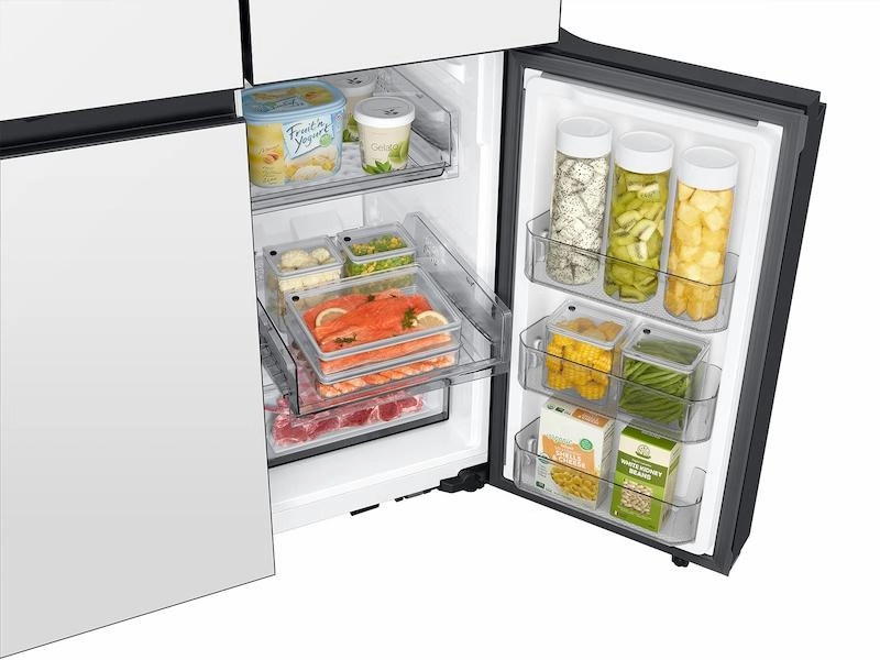 Samsung RF23DB960012 Bespoke Counter Depth 4-Door Flex&#8482; Refrigerator (23 Cu. Ft.) With Beverage Center&#8482; In White Glass - (With Customizable Door Panel Colors)