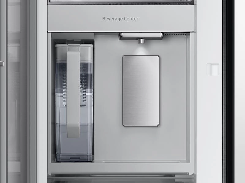 Samsung RF24BB69006M Bespoke 3-Door French Door Refrigerator (24 Cu. Ft.) - With Top Left And Family Hub&#8482; Panel In White Glass - And Matte Grey Glass Bottom Door Panel