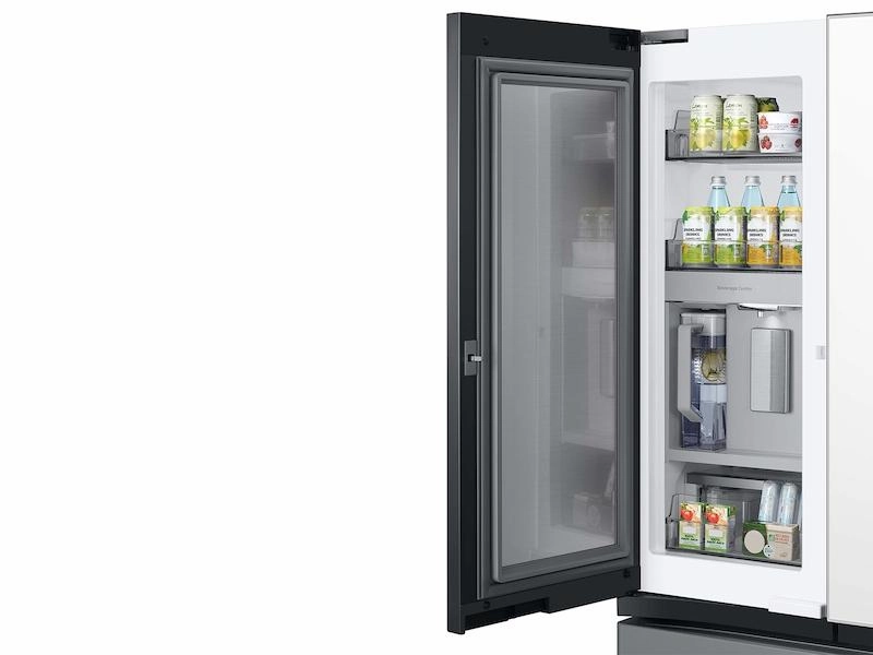 Samsung RF24BB69006M Bespoke 3-Door French Door Refrigerator (24 Cu. Ft.) - With Top Left And Family Hub&#8482; Panel In White Glass - And Matte Grey Glass Bottom Door Panel