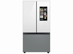 Samsung RF24BB69006M Bespoke 3-Door French Door Refrigerator (24 Cu. Ft.) - With Top Left And Family Hub&#8482; Panel In White Glass - And Matte Grey Glass Bottom Door Panel Freestanding Refrigerators freestanding fridge freezer combo