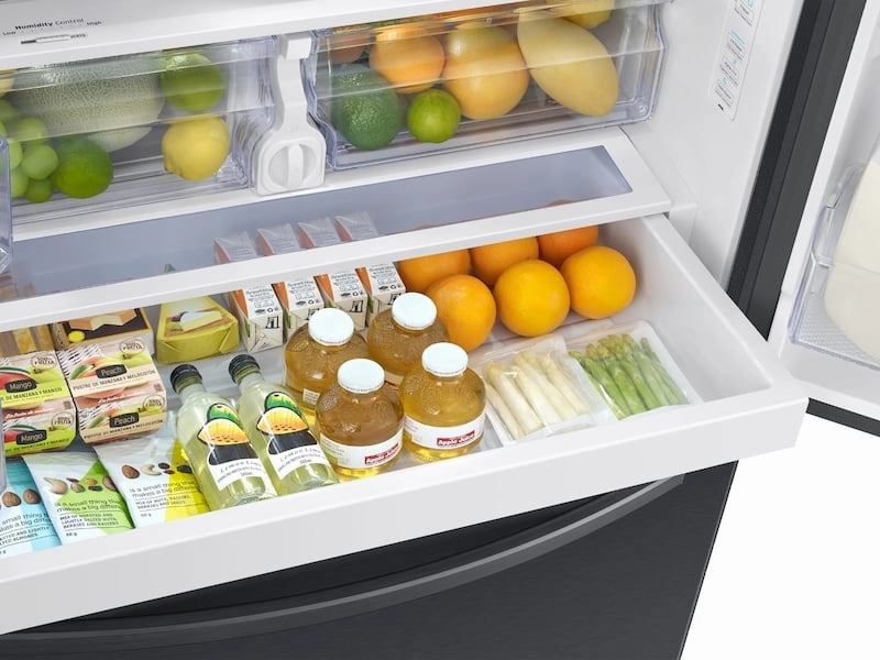 Samsung RF27T5201SG 27 Cu. Ft. Large Capacity 3-Door French Door Refrigerator With External Water & Ice Dispenser In Black Stainless Steel