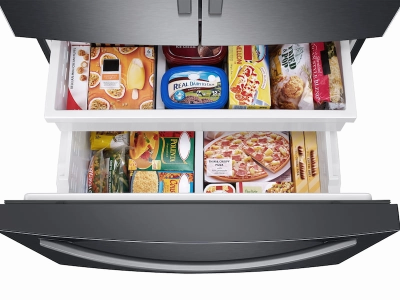 Samsung RF27T5201SG 27 Cu. Ft. Large Capacity 3-Door French Door Refrigerator With External Water & Ice Dispenser In Black Stainless Steel