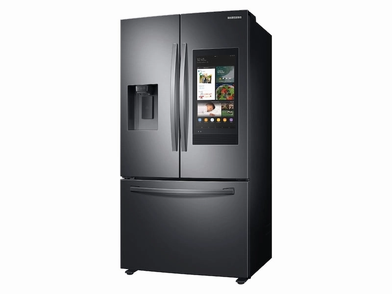 Samsung RF27T5501SG 26.5 Cu. Ft. Large Capacity 3-Door French Door Refrigerator With Family Hub&#8482; And External Water & Ice Dispenser In Black Stainless Steel