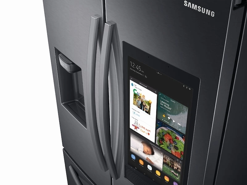 Samsung RF27T5501SG 26.5 Cu. Ft. Large Capacity 3-Door French Door Refrigerator With Family Hub&#8482; And External Water & Ice Dispenser In Black Stainless Steel