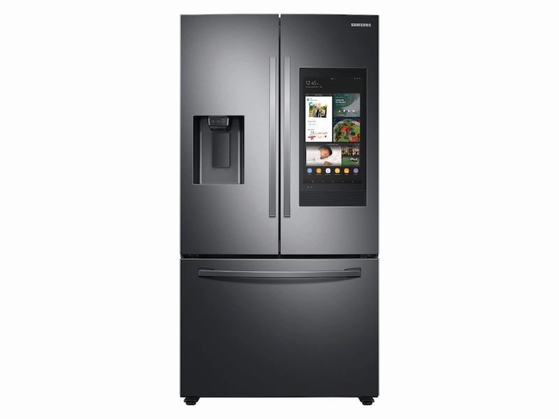 Samsung RF27T5501SG 26.5 Cu. Ft. Large Capacity 3-Door French Door Refrigerator With Family Hub&#8482; And External Water & Ice Dispenser In Black Stainless Steel Freestanding Refrigerators freestanding fridge freezer combo