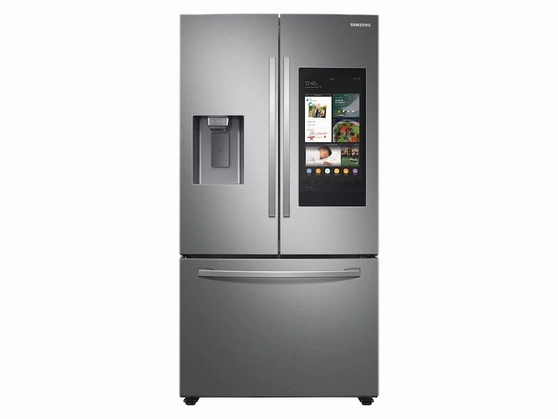 Samsung RF27T5501SR 26.5 Cu. Ft. Large Capacity 3-Door French Door Refrigerator With Family Hub&#8482; And External Water & Ice Dispenser In Stainless Steel Freestanding Refrigerators freestanding fridge freezer combo