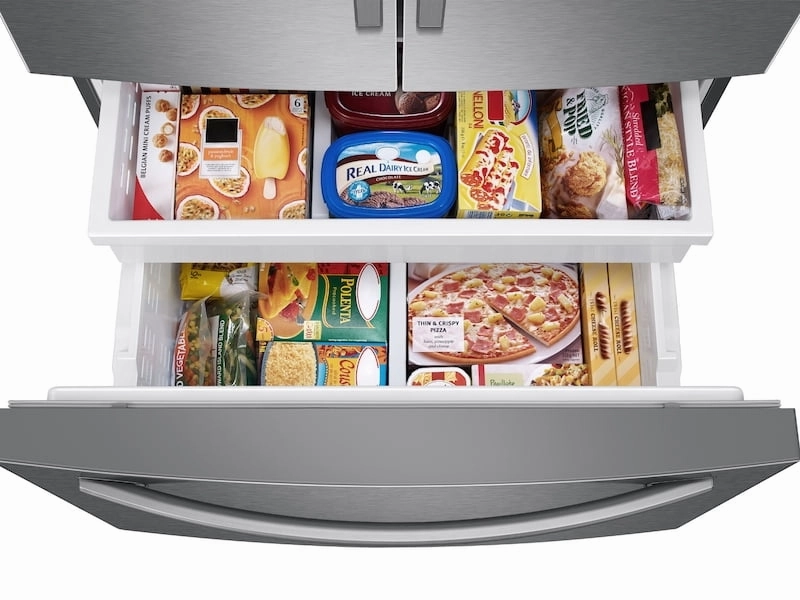 Samsung RF27T5501SR 26.5 Cu. Ft. Large Capacity 3-Door French Door Refrigerator With Family Hub&#8482; And External Water & Ice Dispenser In Stainless Steel