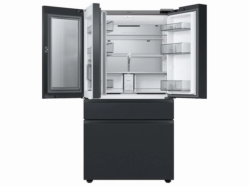 Samsung RF29BB89008M Bespoke 4-Door French Door Refrigerator (29 Cu. Ft.) - With Top Left And Family Hub&#8482; Panel In Charcoal Glass - And Matte Black Steel Middle And Bottom Door Panels