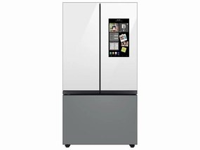 Samsung RF30BB69006M Bespoke 3-Door French Door Refrigerator (30 Cu. Ft.) - With Top Left And Family Hub&#8482; Panel In White Glass - And Matte Grey Glass Bottom Door Panel Freestanding Refrigerators freestanding fridge freezer combo