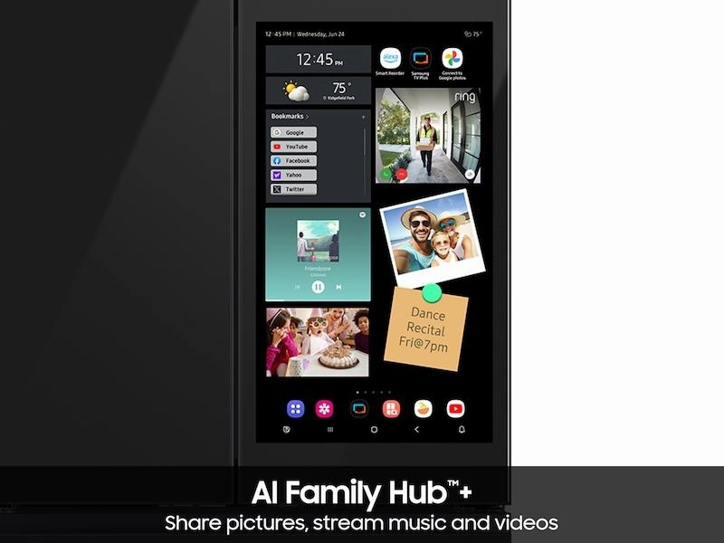 Samsung RF90F23AECE Bespoke 23 Cu. Ft. Counter Depth 4-Door French Door Refrigerator With Ai Family Hub&#8482;  Ai Vision Inside&#8482; In Charcoal Glass And Black/Charcoal