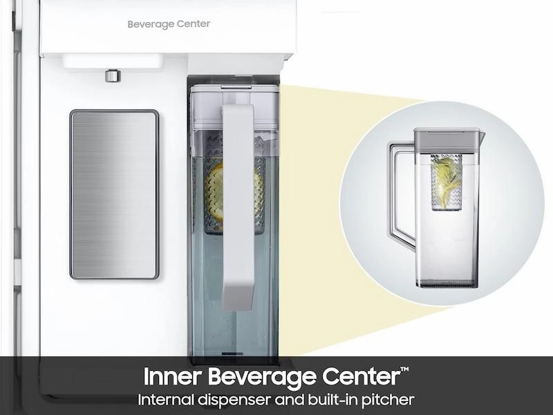 Samsung RF90F23EECRAA Bespoke 23 Cu. Ft. Counter Depth 4-Door French Door Refrigerator With Ai Family Hub&#8482;  & Inner Beverage Center&#8482; In Charcoal Glass And Stainless Steel