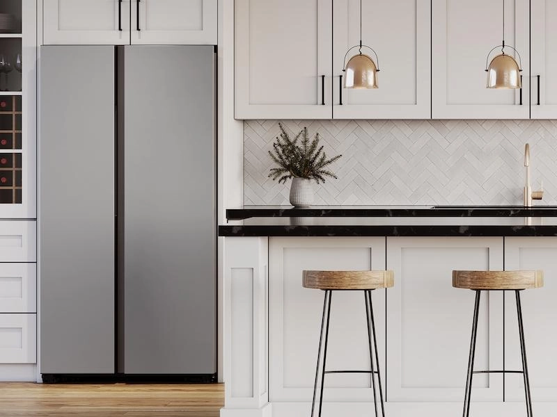 Samsung RS28CB7600QL Bespoke Side-By-Side 28 Cu. Ft. Refrigerator With Beverage Center&#8482; In Stainless Steel