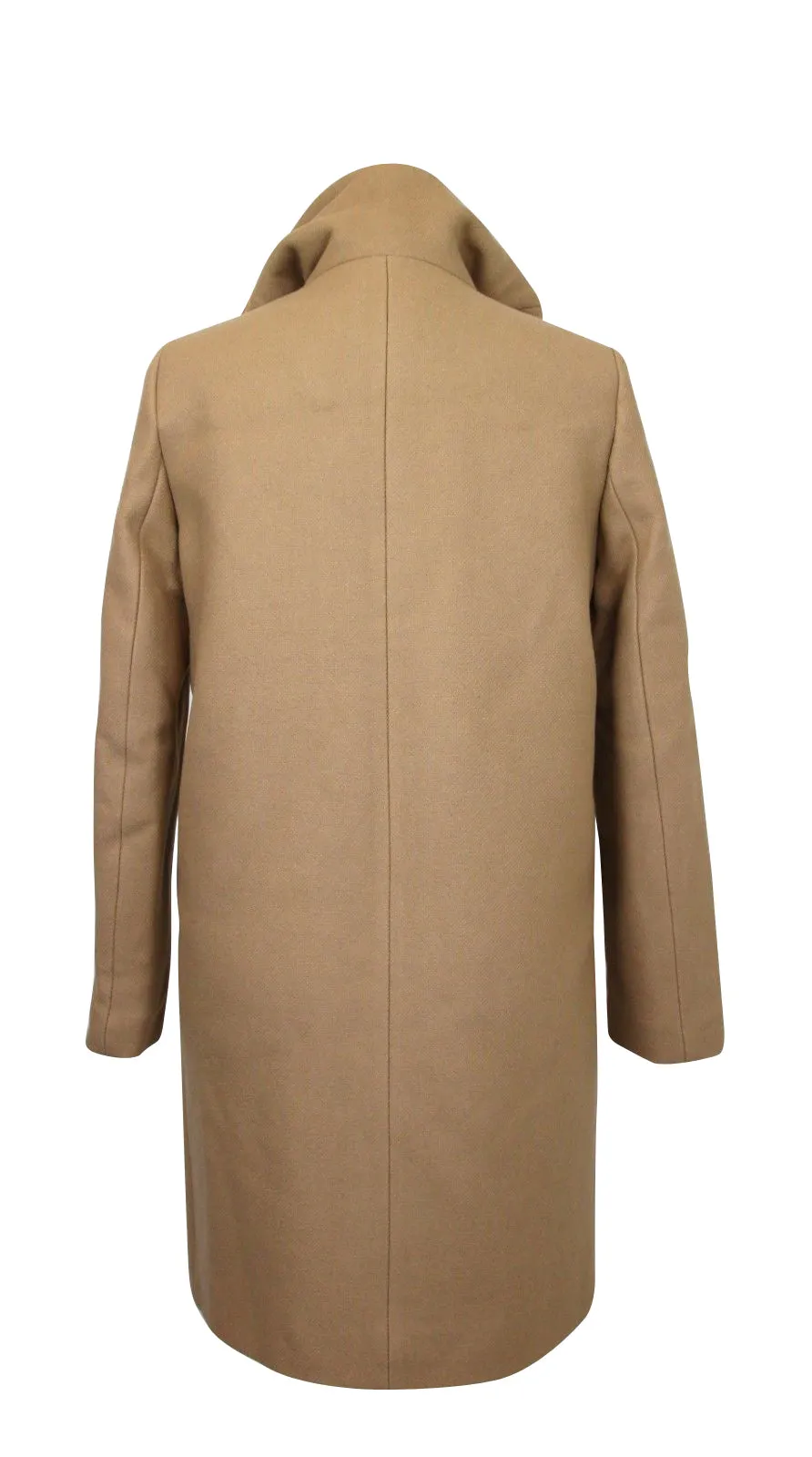 Sandro Women's  Kurt Wool Coat with Fur Trim Hood 4 Buttons