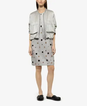 Satin Blouson Jacket In Satin Grey