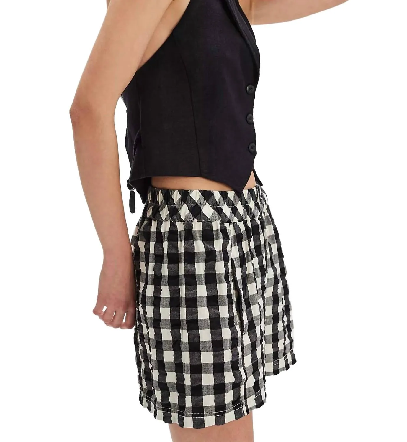 Seersucker Pull-On Shorts In Black