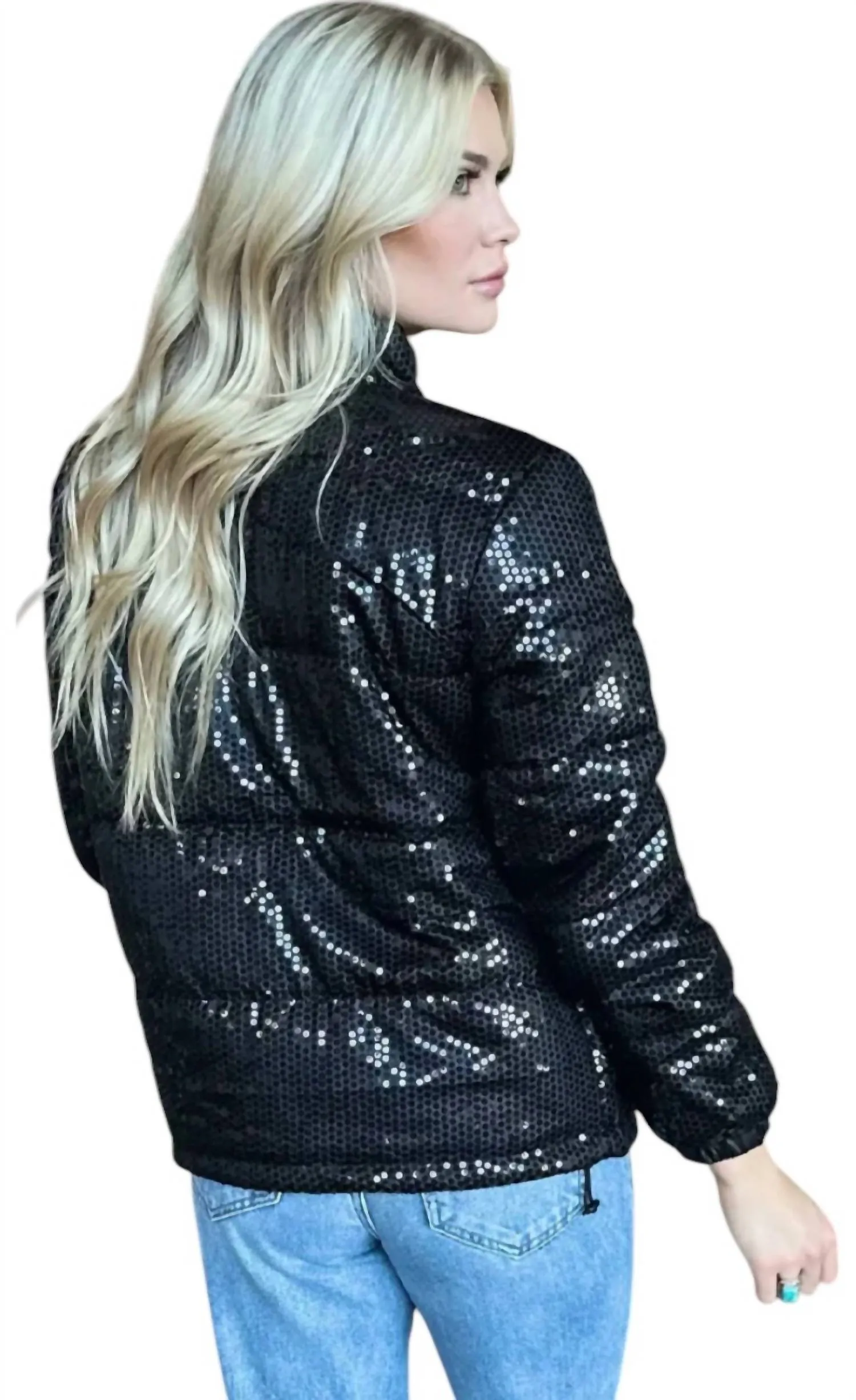 Shimmer Me Up Sequin Jacket In Black