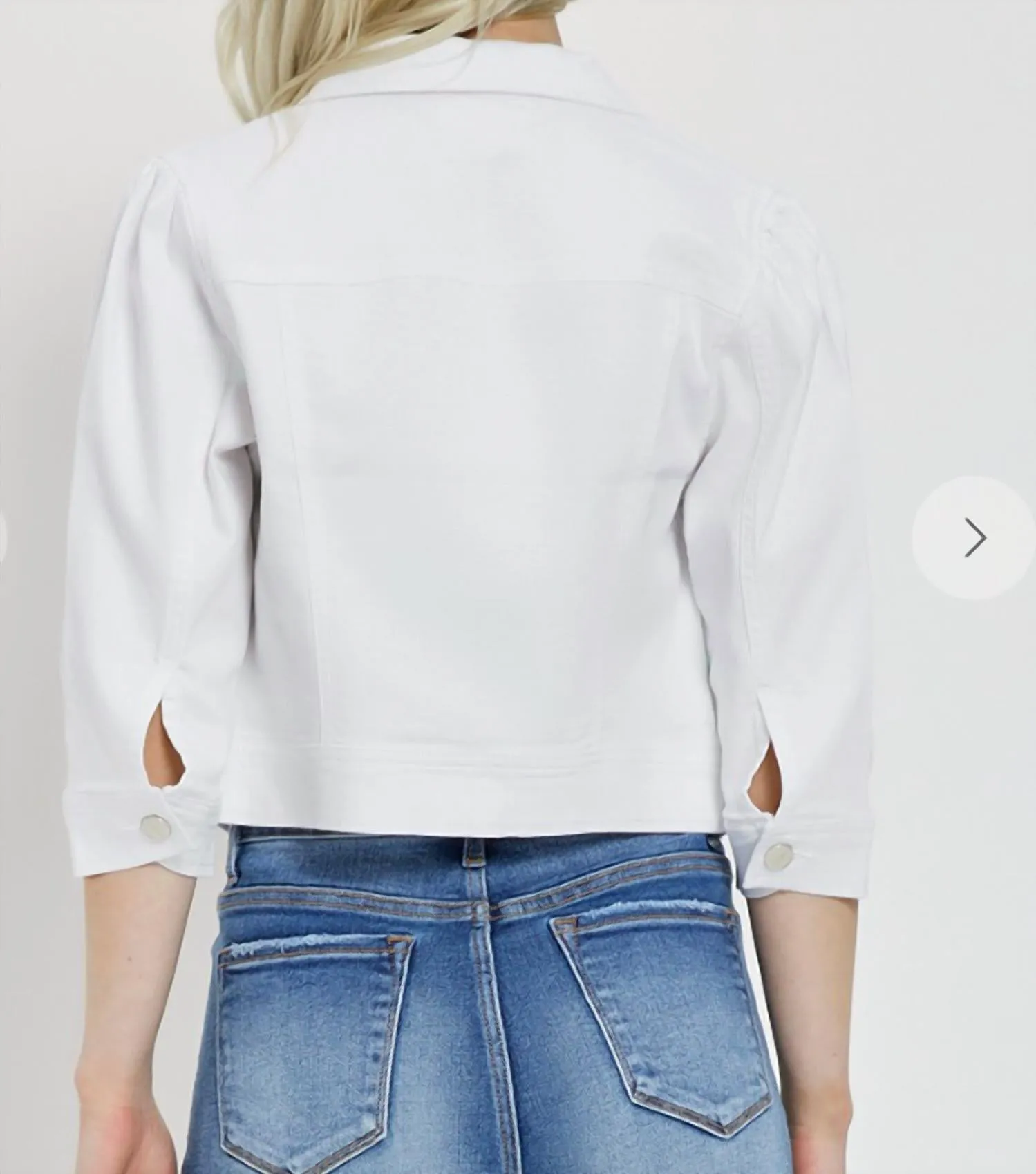 Shirring Sleeve Crop Jacket In White