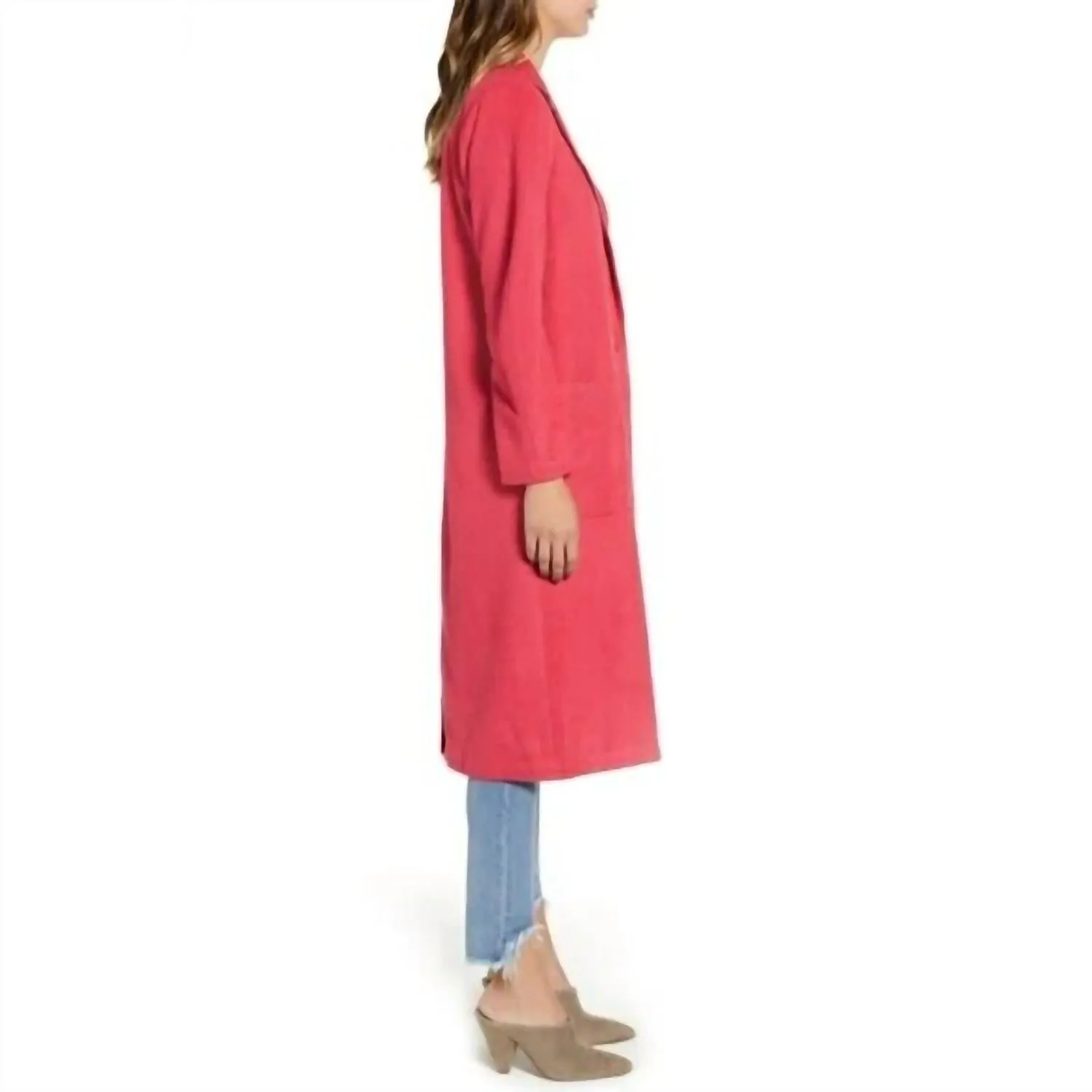 Single Button Belted Salmon Barbiecoro Oversized Jacket In Pink