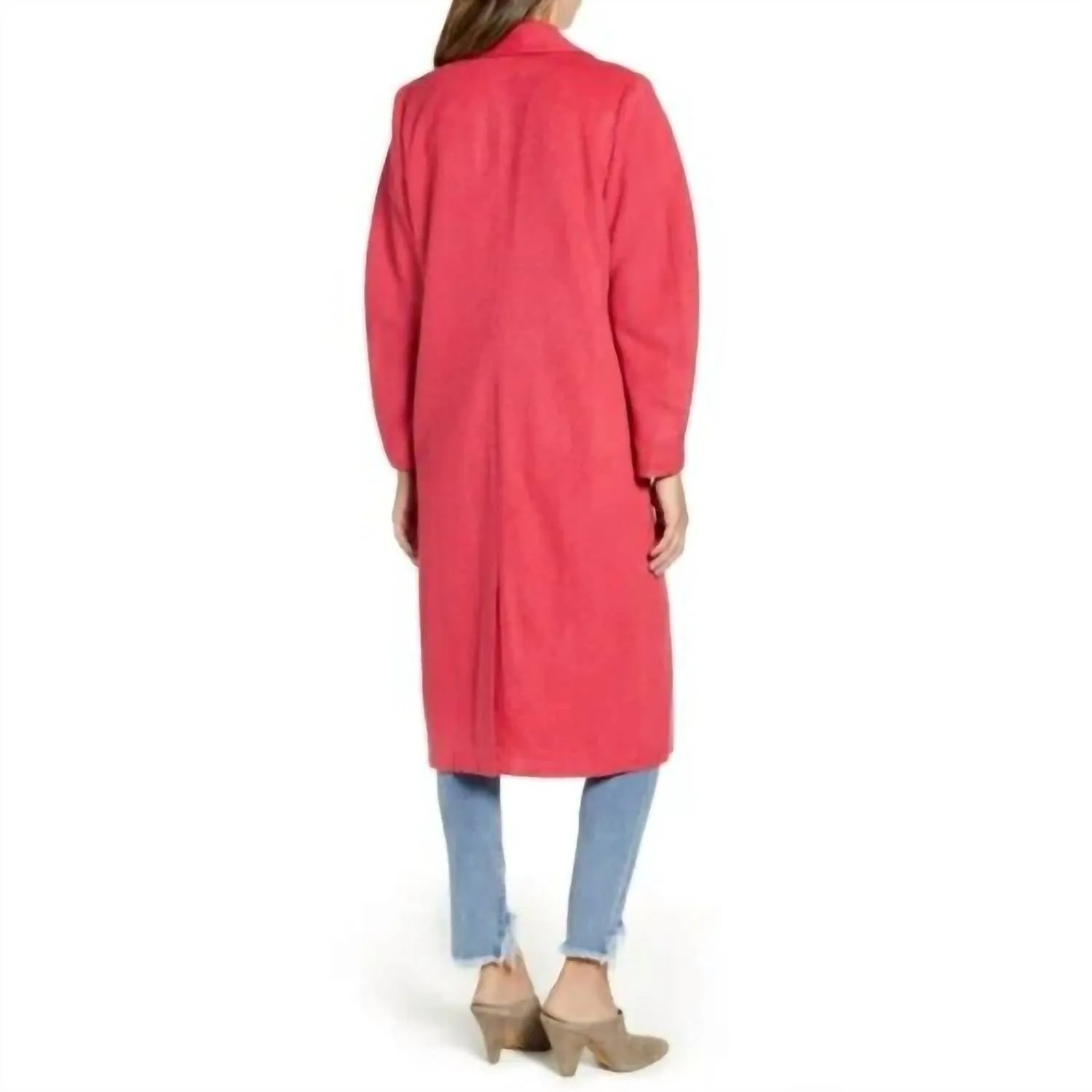 Single Button Belted Salmon Barbiecoro Oversized Jacket In Pink