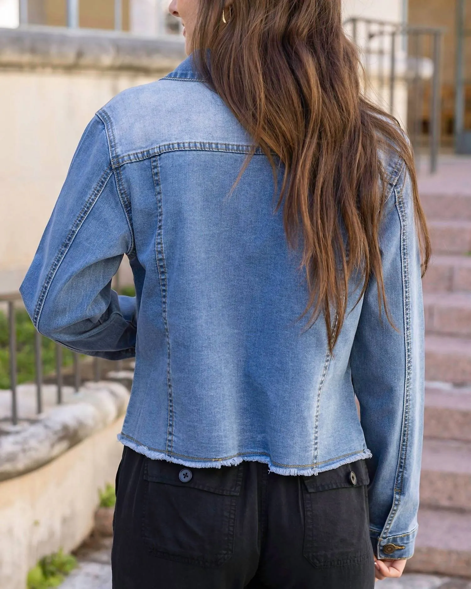Soft Wash Denim Jacket In Mid Wash