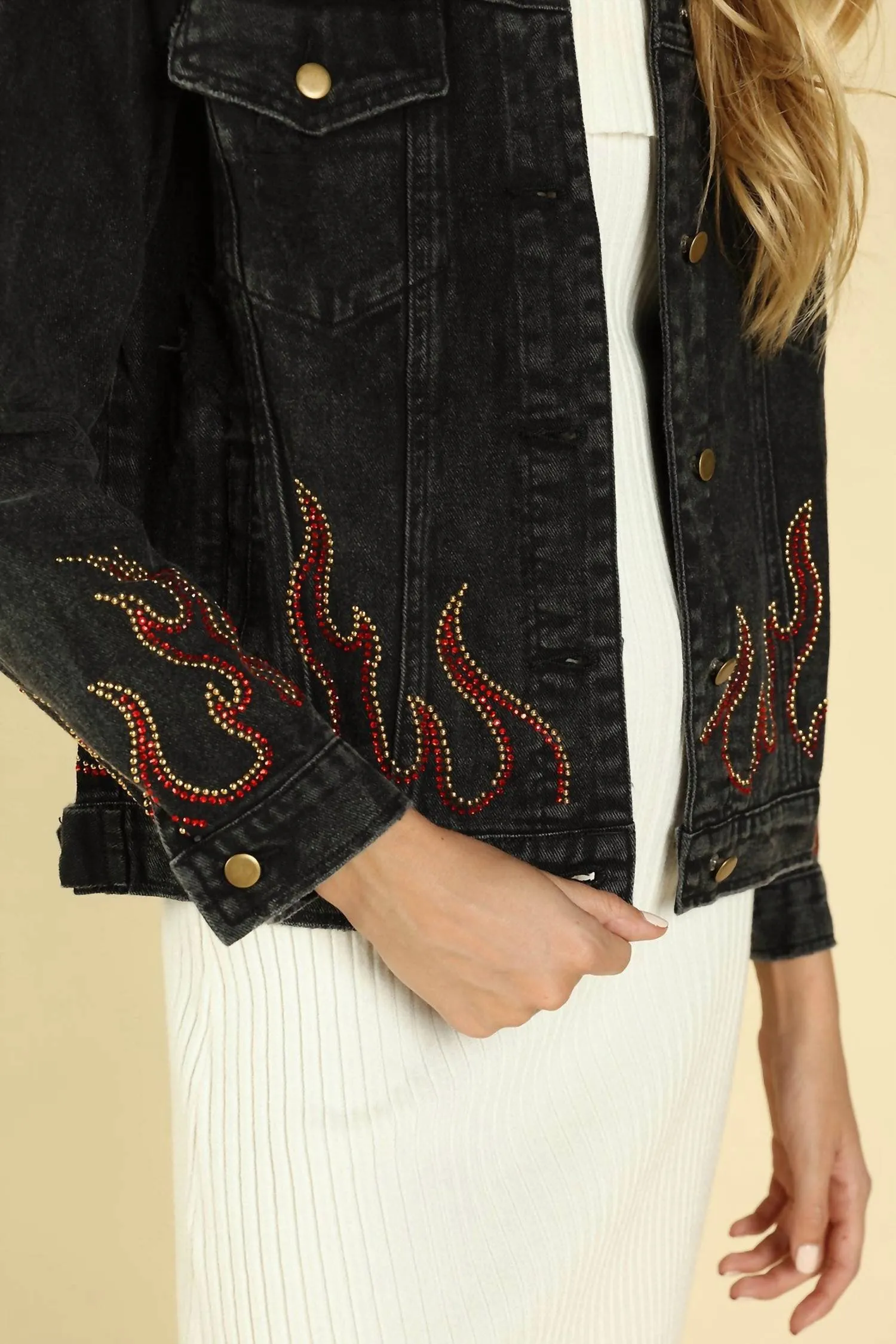 Some Like It Hot Distressed Denim Jacket In Vintage Black